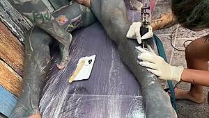 tattooed pierced tits session explodes into goth girl's wild anal cowgirl ride