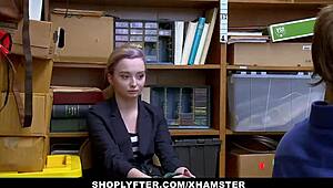 Shoplifting Blonde Teen Fucks Big Cock Security Guard to Dodge Jail Time!