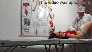 Young brazilian latina patient with juicy ass and tight pussy gets doctor fingering asshole then rough bareback hospital fuck