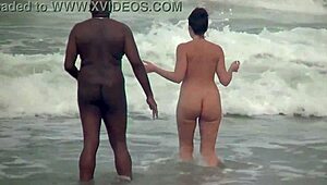 nude beach milf housewife takes big black cock creampie outdoors