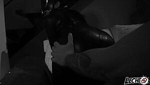 leche69 pamela sanchez rides hairy cock in leather mask wet pussy lips spread