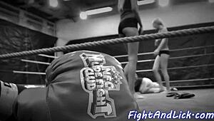 petite euro babe wrestles busty lesbian in close-up titty catfight