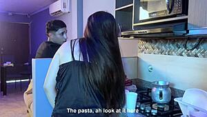 Dinner with friend turns wild when his hot muscular Latina girlfriend offers dessert ride.