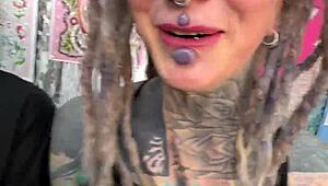 tattooed pierced tits session explodes into goth girl's wild anal cowgirl ride