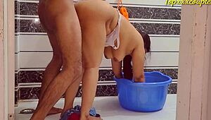 Hot desi bhabhi endures painful brutal bathroom fucking rough