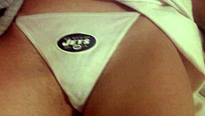 Teasing Wife's Thong Panties Dripping with Hot Cum Tribute
