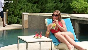 Busty Milf Kitana Lure Takes Brutal Poolside DP Slam!