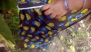 indian housewife aunty bends over for outdoor doggystyle with husband watching