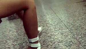 hot asian babe's sexy feet and petite legs in high heels got me hard