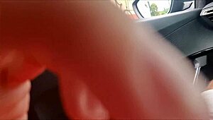 Risky Street Jerkoff for Redhead Bus Stop Wife