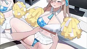 horny blue archive asuna cheerleader takes massive cumshot loads??