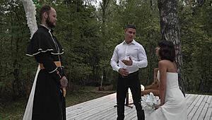 Slut bride's wedding turns wild with double pussy pounding right at the ceremony?