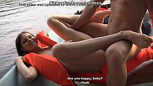 three guys pick up girl on boat for creampie fun 🚣‍♂️💦