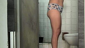 spying my curvy latina body touching in bathroom?