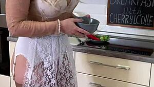 Breakfast With Cherryl Colle Mature Big Tits Ass Lingerie Stockings Glasses Heels