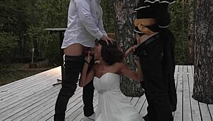 Slut bride's wedding turns wild with double pussy pounding right at the ceremony?