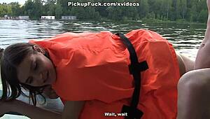 three guys pick up girl on boat for creampie fun 🚣‍♂️💦