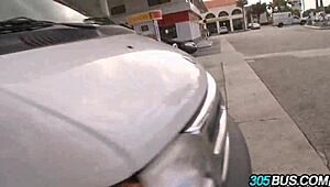 Charlie Chase, how's that orgy blowjob with 5 guys on the bus? Blonde pornstar whore humiliated outdoors.
