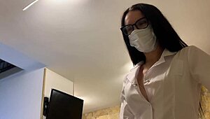 Hot Nurse In Latex Gloves Teases Patient With Deepthroat Blowjob And Cowgirl Riding Orgasm