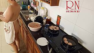 Nudist Housewife Regina Noir Cooks Naked In Kitchen!
