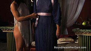 oiled lesbian slaves and curvy mistress massage tits fingering to princess-like orgasms