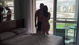 perfect beach babe rides muscular ass for sensual swells