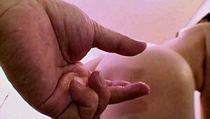 Why does her nipple harden fingering that bushy mature cunt POV?