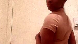 damn this horny ebony whore flashes chocolate ass cheeks in bathroom mirror