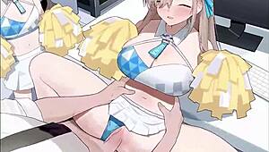 horny blue archive asuna cheerleader takes massive cumshot loads??
