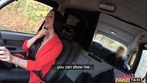 passenger takes driver's massive thick cock balls deep up her ass in taxi