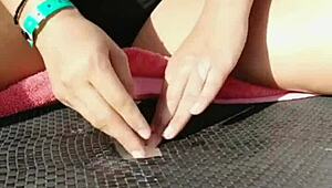 claudia bavel strips teasingly then masturbates outdoors in steamy compilation
