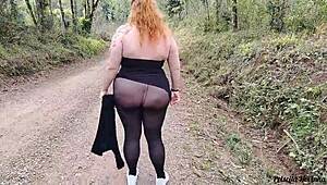 Stepmom's Sheer Dress Teases Big Tits And Bare Pussy