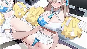 horny blue archive asuna cheerleader takes massive cumshot loads??