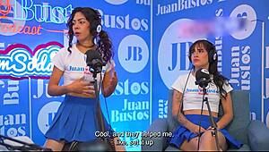 lesbian duo rides sybian fuckmachine to squirting orgasms on juan bustos podcast interview!!!