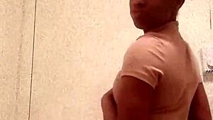 damn this horny ebony whore flashes chocolate ass cheeks in bathroom mirror