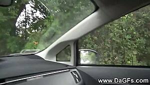 oh godd fingering my busty black tatted gf backseat