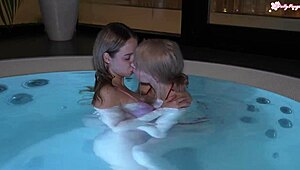 I'M BORED CAN I LICK YOUR PUSSY? TWO HORNY 19YO BIKINI BLONDES IN SAUNA LESBIAN RIMJOB SCISSORING