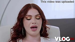 Shy redhead Apra's tight pussy grips horny monster cock ride