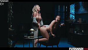 shalina devine's futa urges explode as huge tits trans gets creampie cleanup
