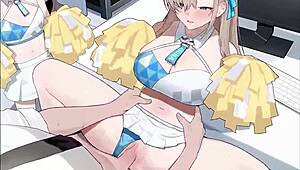horny blue archive asuna cheerleader takes massive cumshot loads??