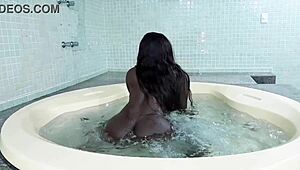 Shiny Black Brazilian Fitness Babe Climbs Stairs Naked Teasing Hard!