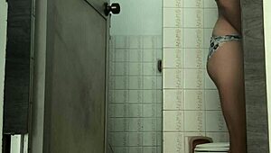 spying my curvy latina body touching in bathroom?