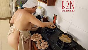 Nudist Housewife Regina Noir Cooks Naked In Kitchen!