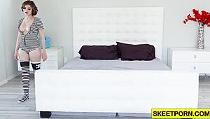 Ginger teen Aria Sky's bubble butt gets monster cock cunilingus then fucked