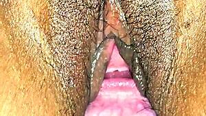 Sexy Latina Housewife's Tight Wet Hairy Pussy Dripping Cum Closeup Missionary Creampie