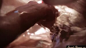 gorgeous ebony teen bent over for stepdad's deep doggystyle thrusts