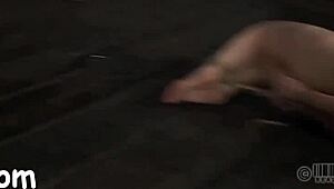 four sluts squeeze into tiny bdsm cage