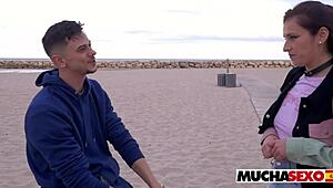 what if neighbors catch this juicy spanish latina riding monster cock on beach?