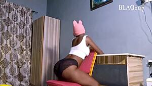 black stud's badass bitch handjobs and deepthroats his massive cock on homemade video