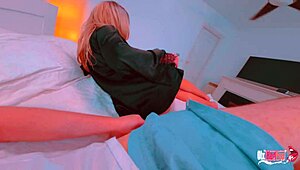 madrastra rides anal cowboy style on huge cock before creampie finish